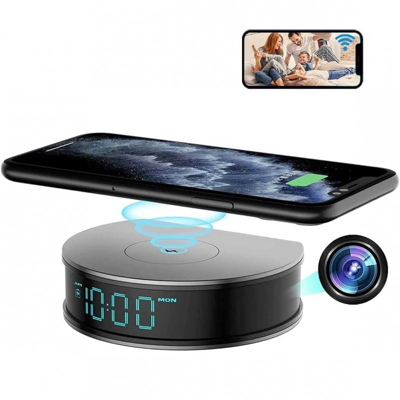 Réveil Chargeur sans fil Caméra Espion HD 1080P Wifi H300 Pro